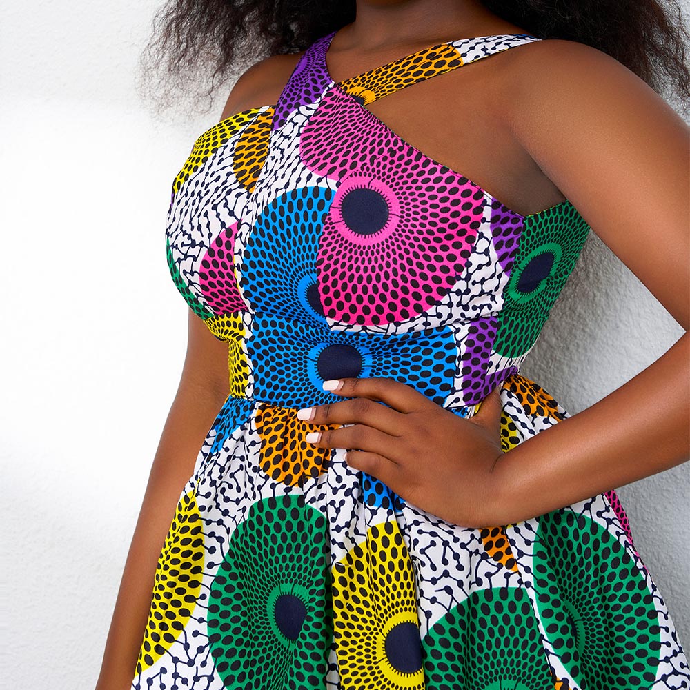 African Wax Prints Sleeveless Dress For Women