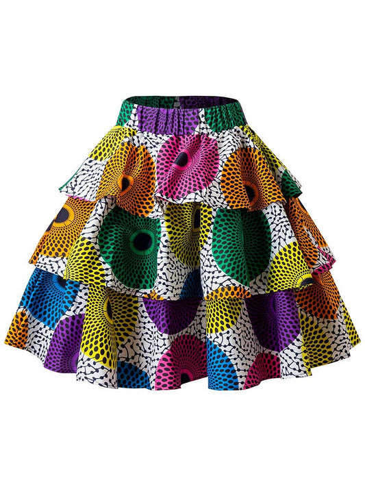 African Women wax print mini skirt