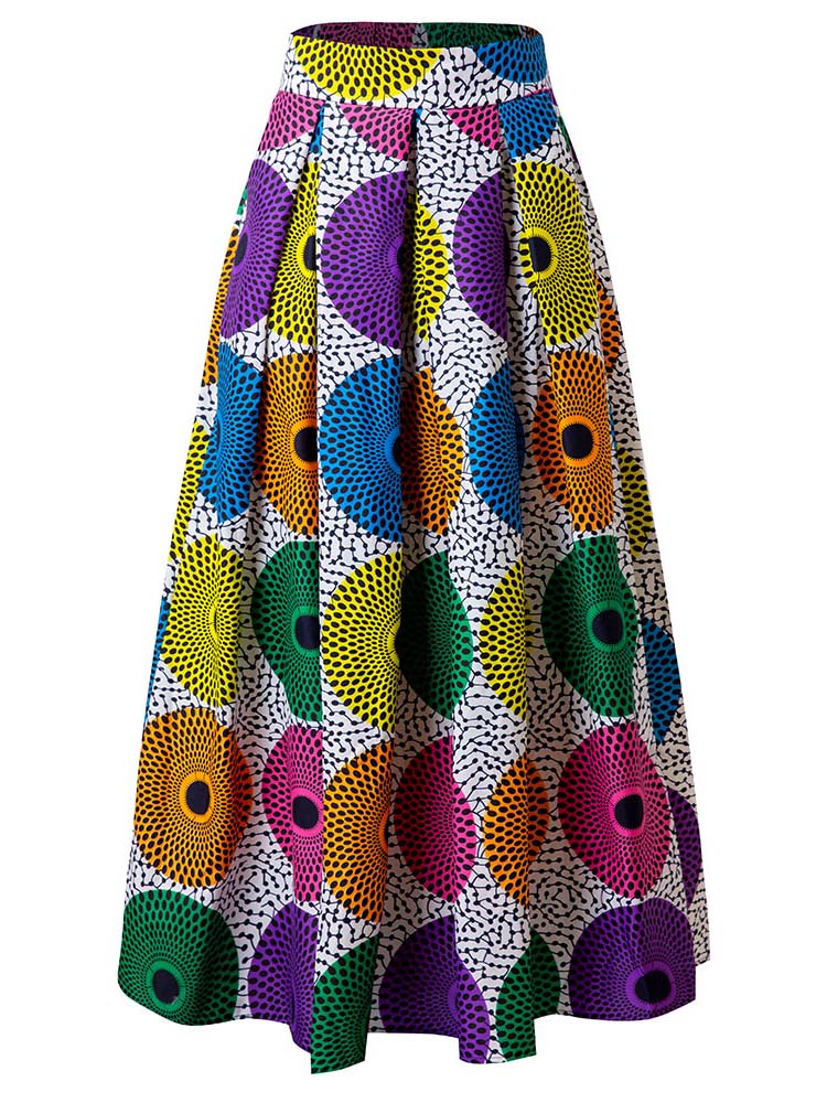 African Women Wax Print Maxi Skirt