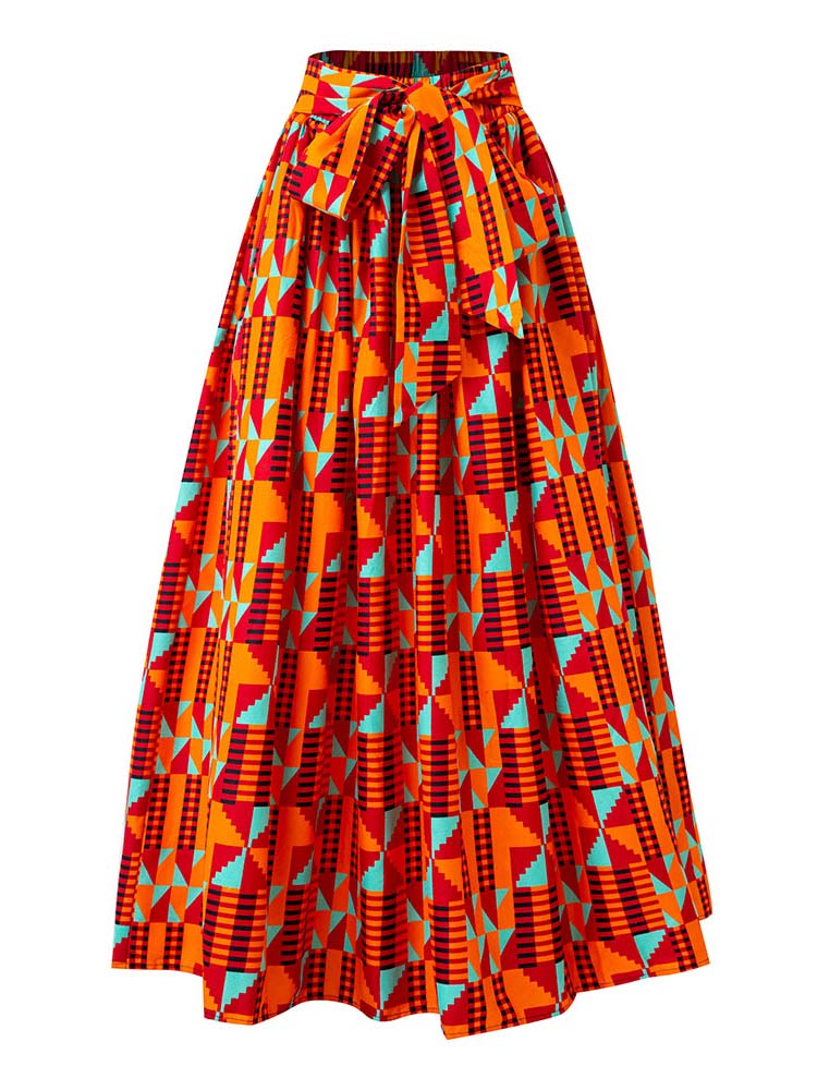 African Kente Wax Print Onesize Maxi Skirt