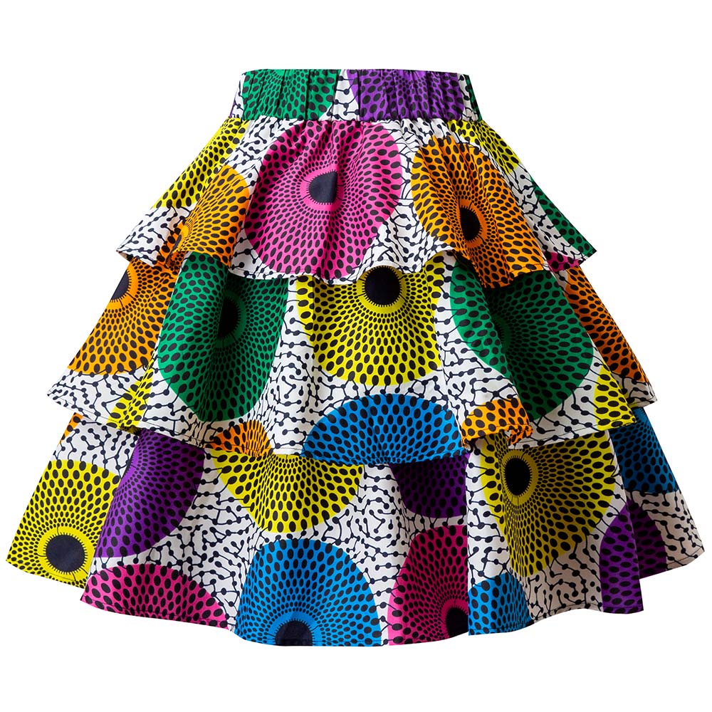 African Women wax print mini skirt