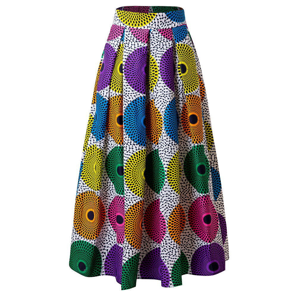 African Women Wax Print Maxi Skirt