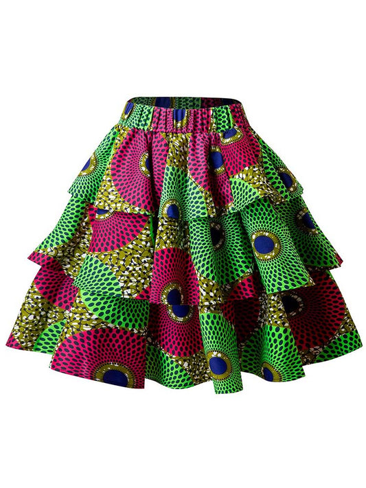 African Green wax print mini skirt