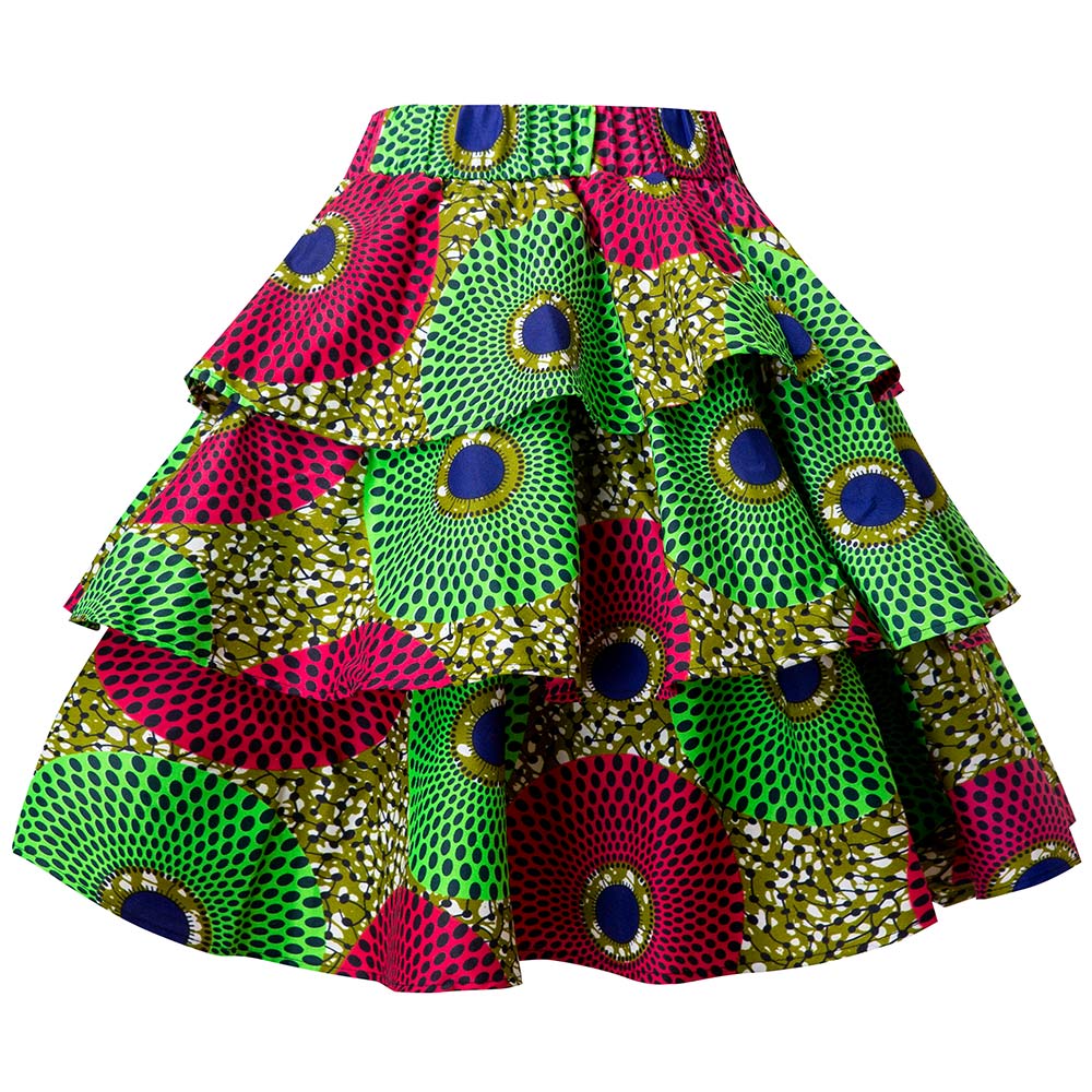 African Green wax print mini skirt