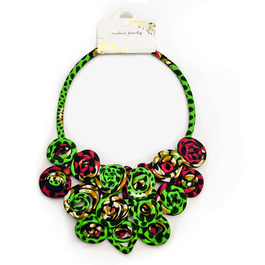 African Statement Necklace Dashiki Ankara Fabric Choker Necklace for Women