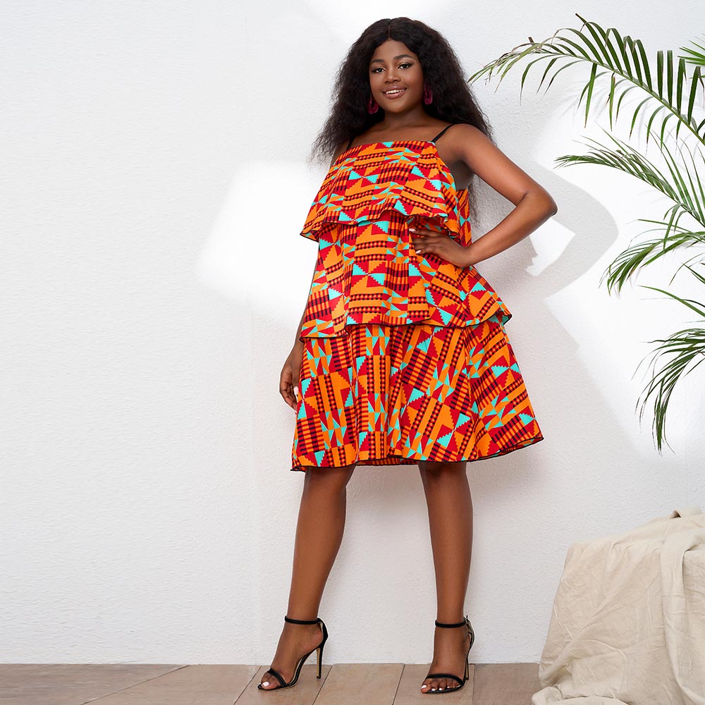 African Wax Prints Sleeveless Plus Size Dress