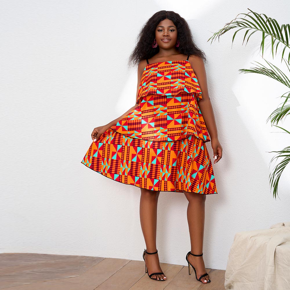 African Wax Prints Sleeveless Plus Size Dress