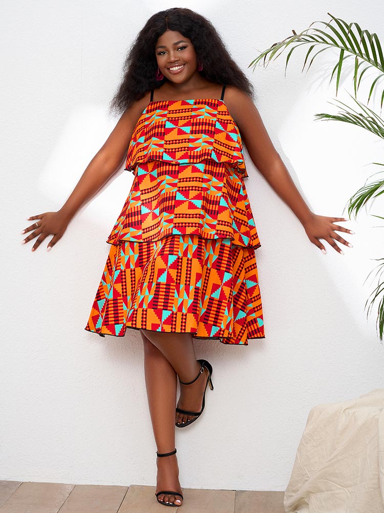 African Wax Prints Sleeveless Plus Size Dress