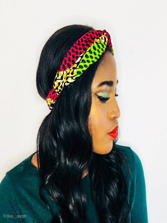 Women's Ankara Batik Printed Wide Bandana Headband Polyester Elastic Hairband Daily Hair Accessories