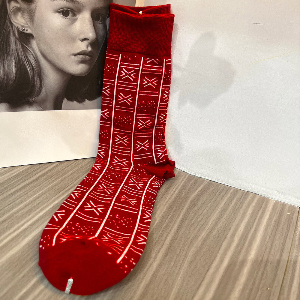 African pattern crew socks