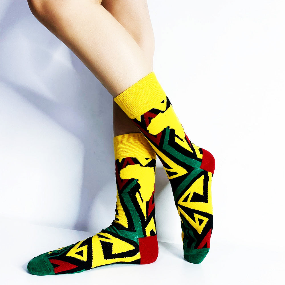 African pattern crew socks