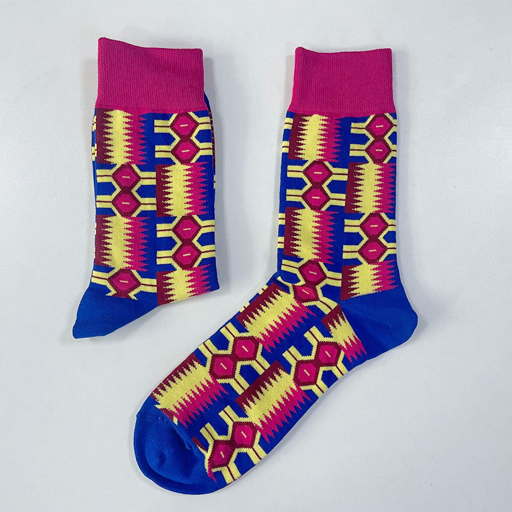 African pattern crew socks