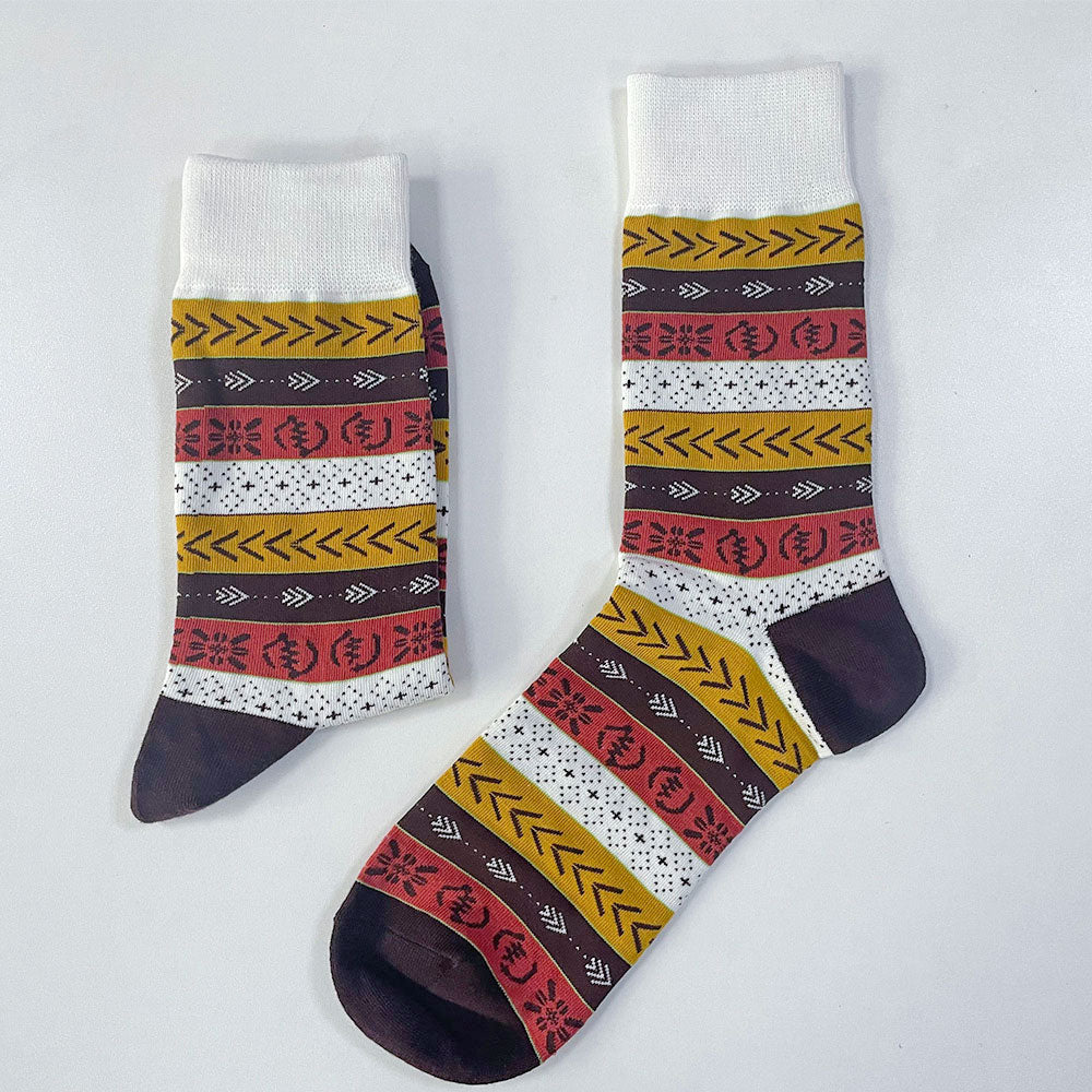 African pattern crew socks