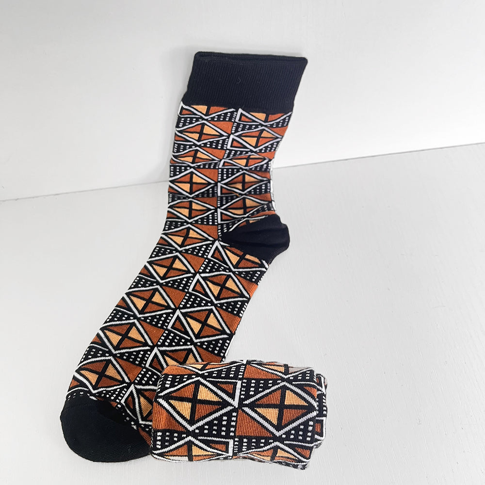 African pattern crew socks