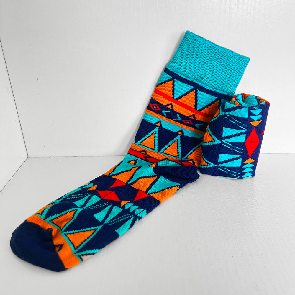 African pattern crew socks
