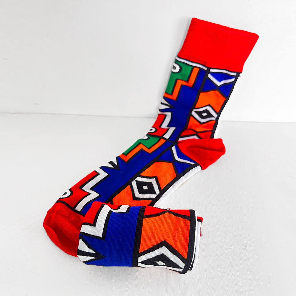 African pattern crew socks