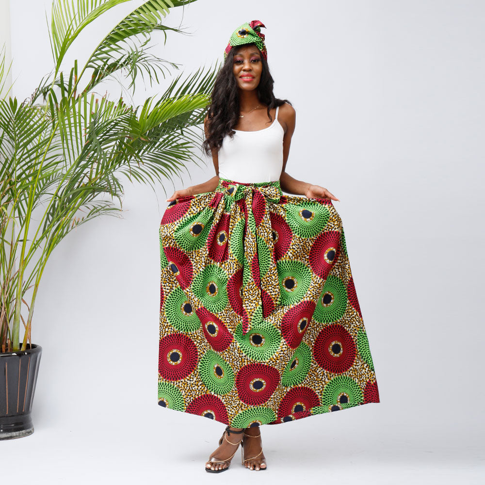 African 2piece Headband And Skirt Set For Women