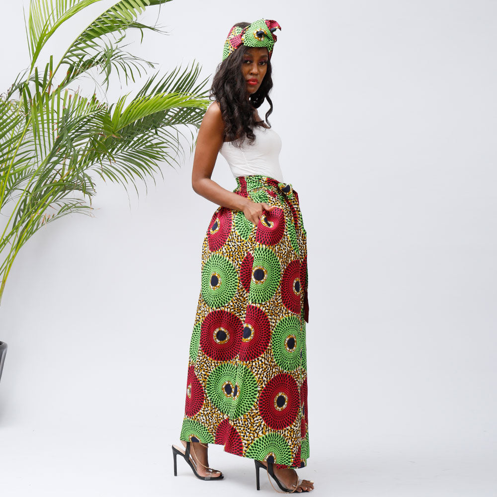 African 2piece Headband And Skirt Set For Women