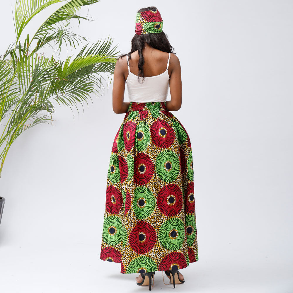 African 2piece Headband And Skirt Set For Women