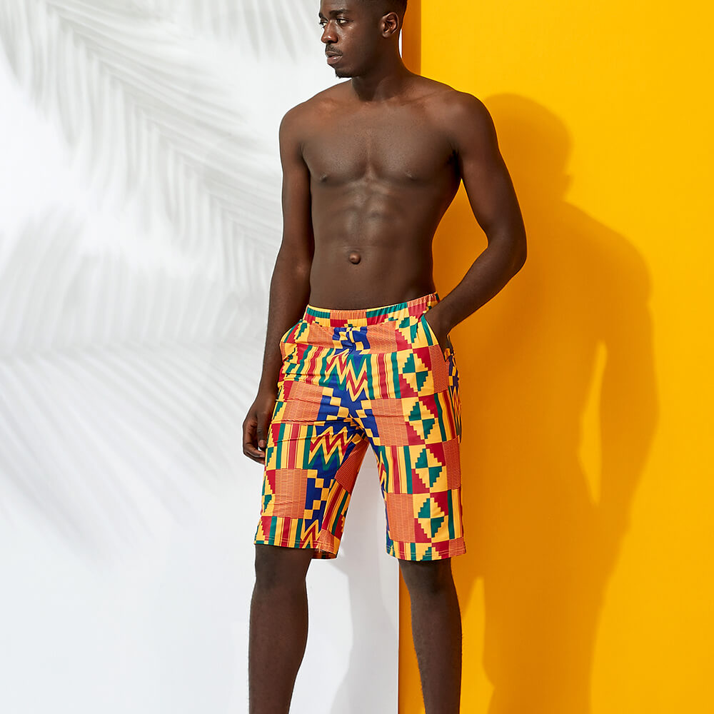 African Men's Print Swimwear