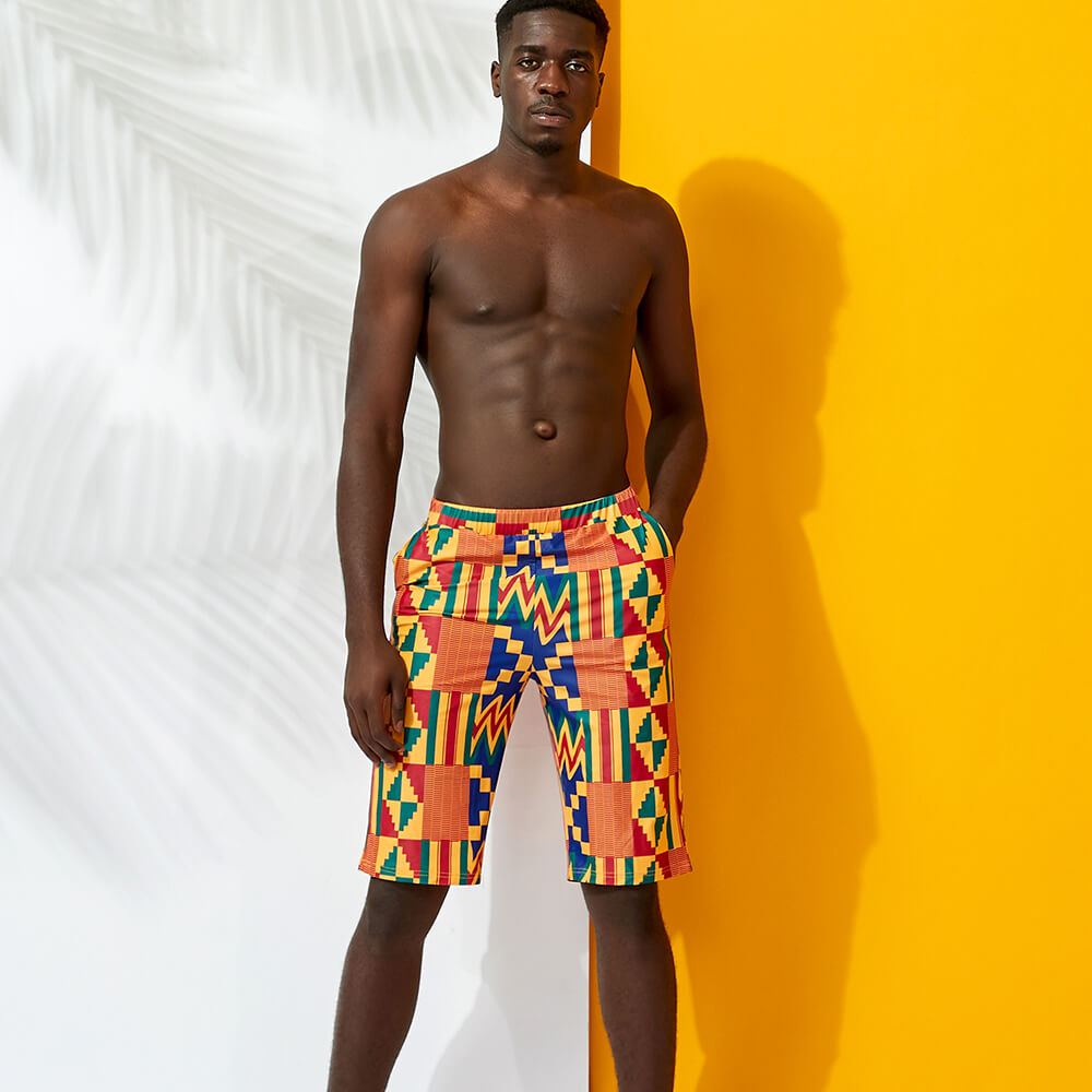 African Men's Print Swimwear