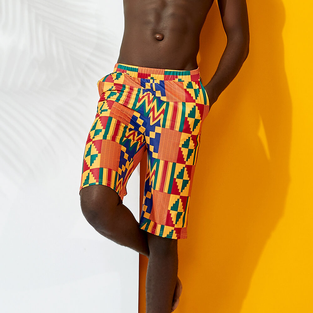 African Men's Print Swimwear