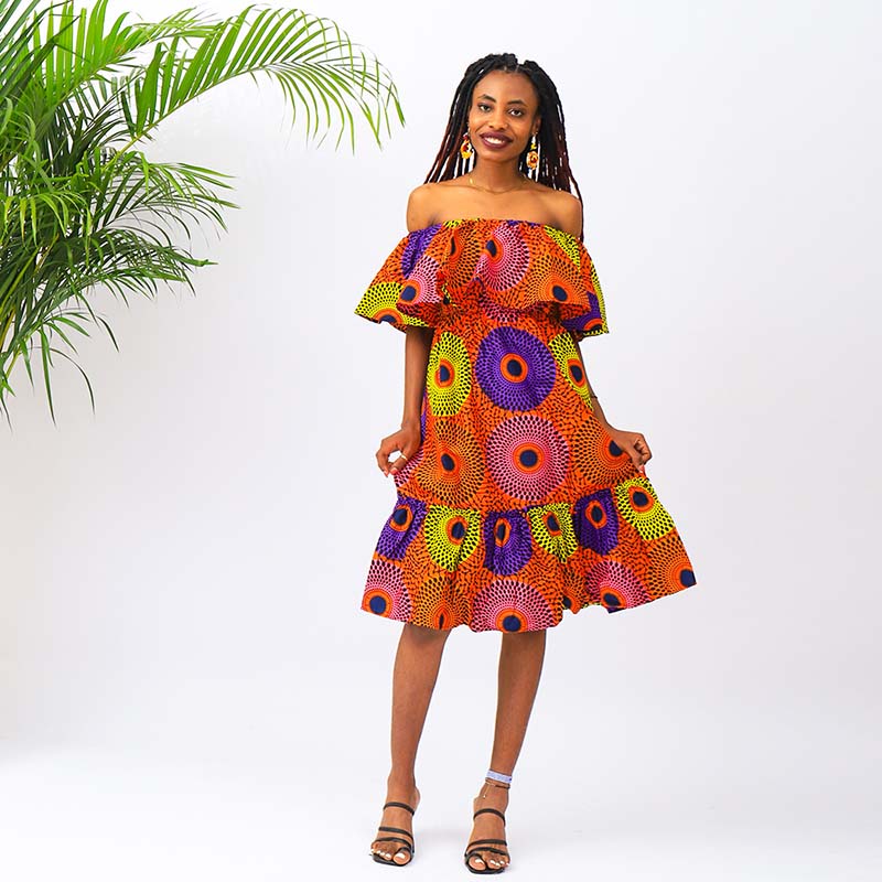 AVA OFF SHOULDER DRESS AFRICAN STYLE