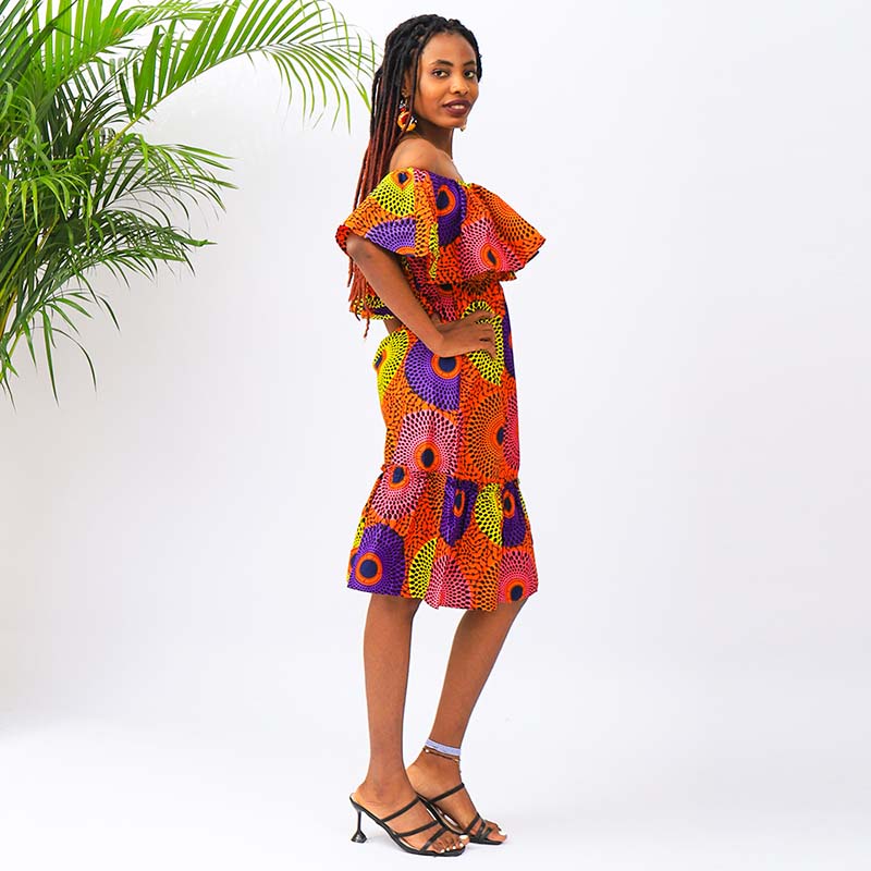 AVA OFF SHOULDER DRESS AFRICAN STYLE