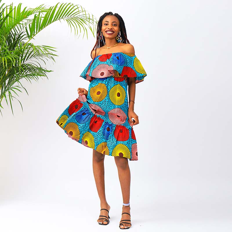 AVA OFF SHOULDER DRESS AFRICAN STYLE