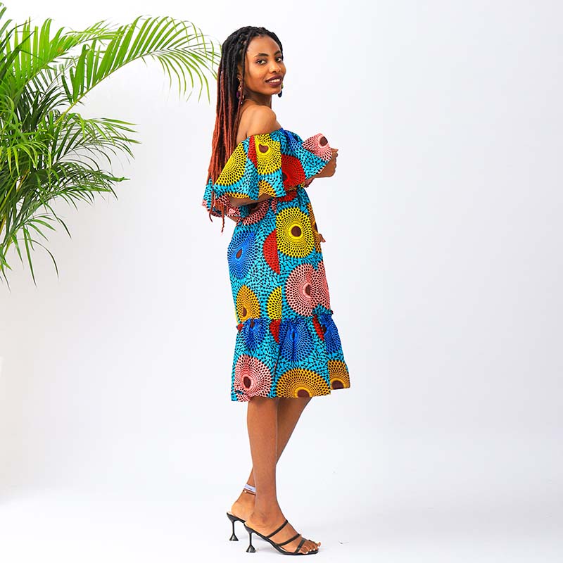 AVA OFF SHOULDER DRESS AFRICAN STYLE