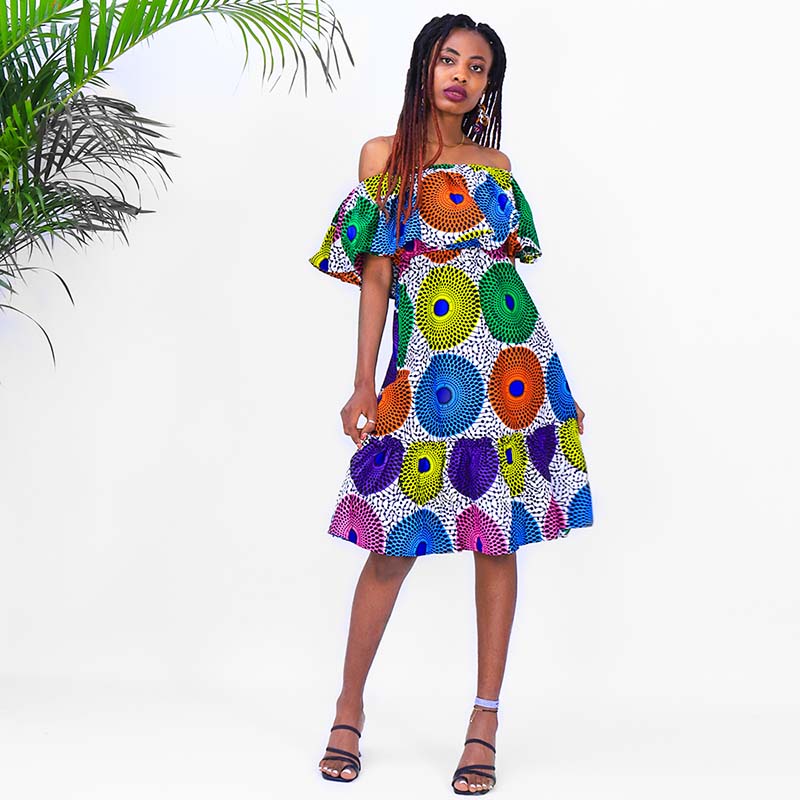AVA OFF SHOULDER DRESS AFRICAN STYLE
