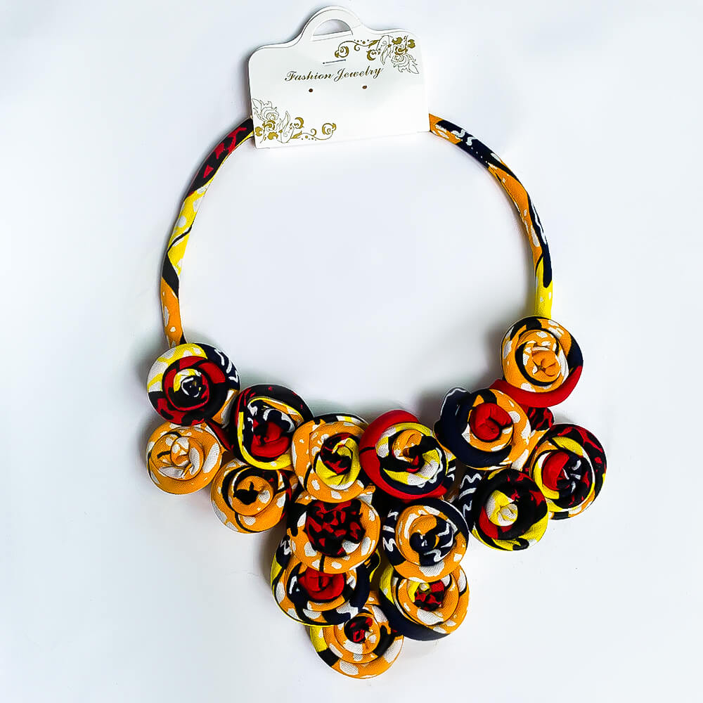 African Print Fabric Necklace1
