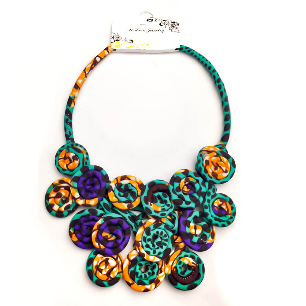 African Print Fabric Necklace1