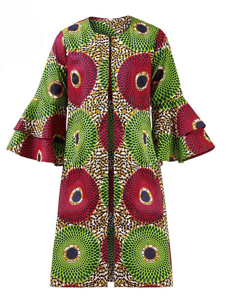 Plus Size African Print midi Jacket