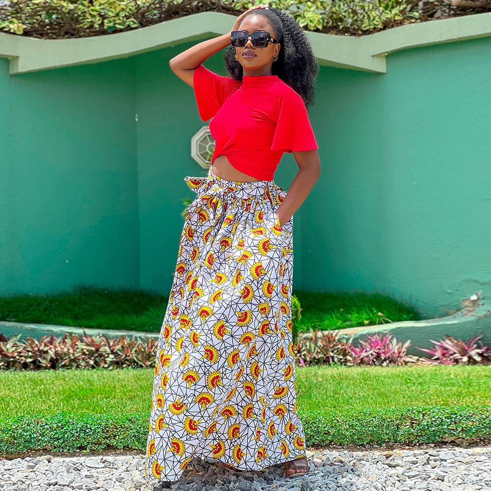 African Print Wax Maxi Skirt For Women