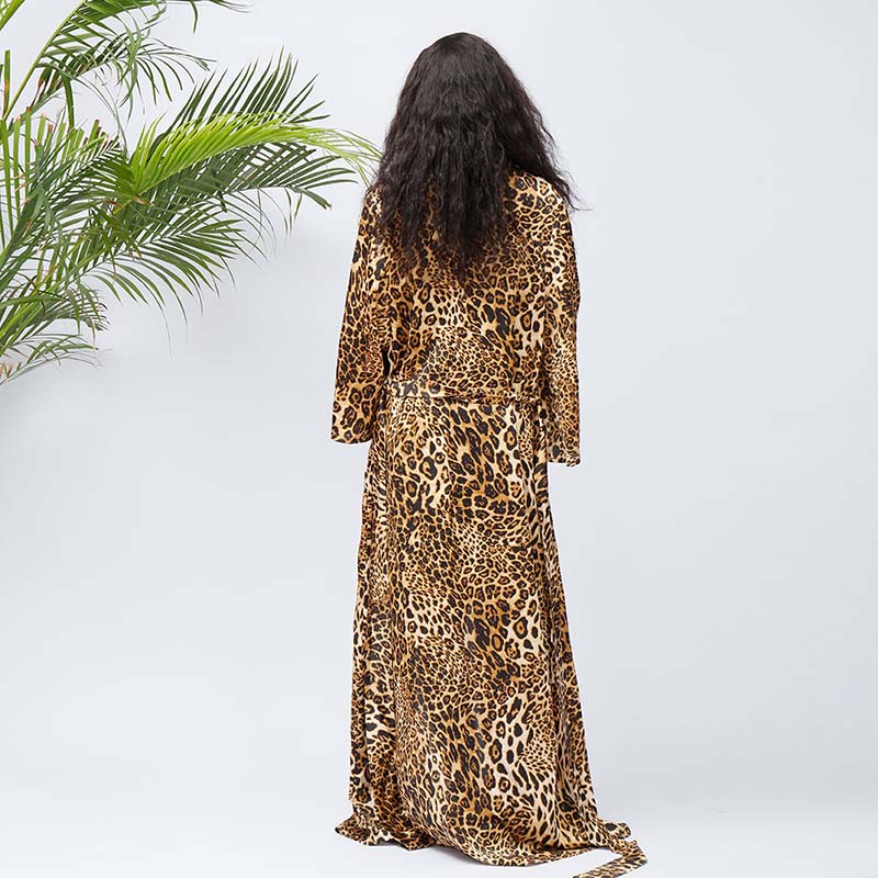 Women Long Kimono Sexy Leopard Print