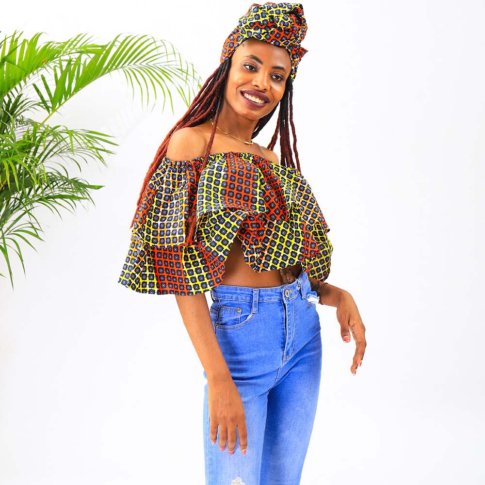 African Print Shirt for Women Kente Traditional Top