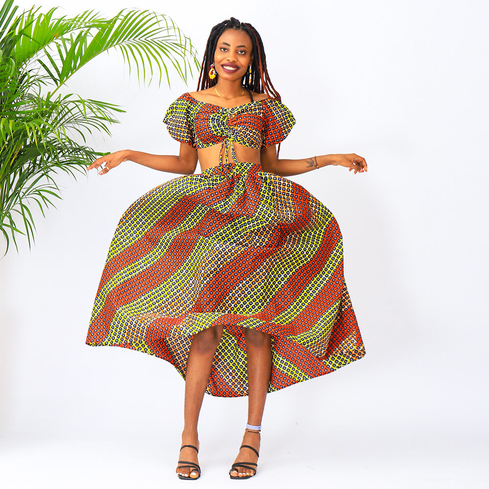 African Set Ankara Print Maxi Skirt Top
