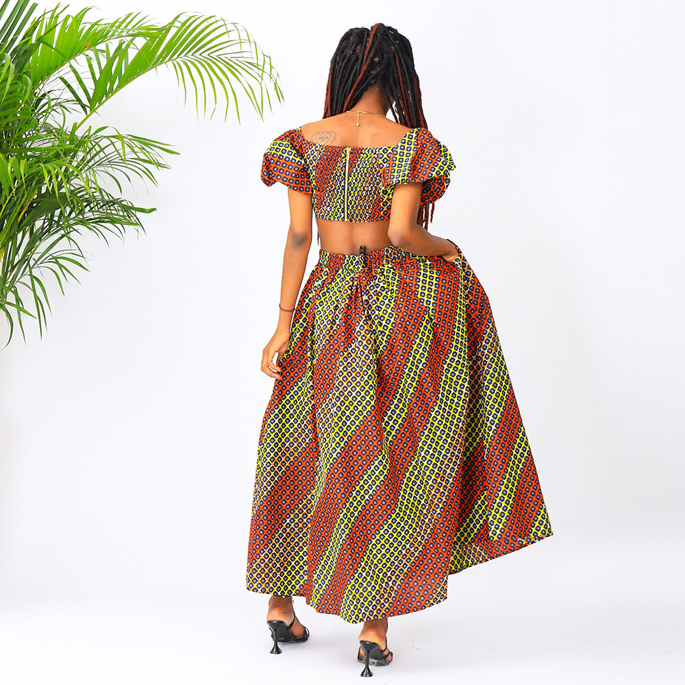 African Set Ankara Print Maxi Skirt Top