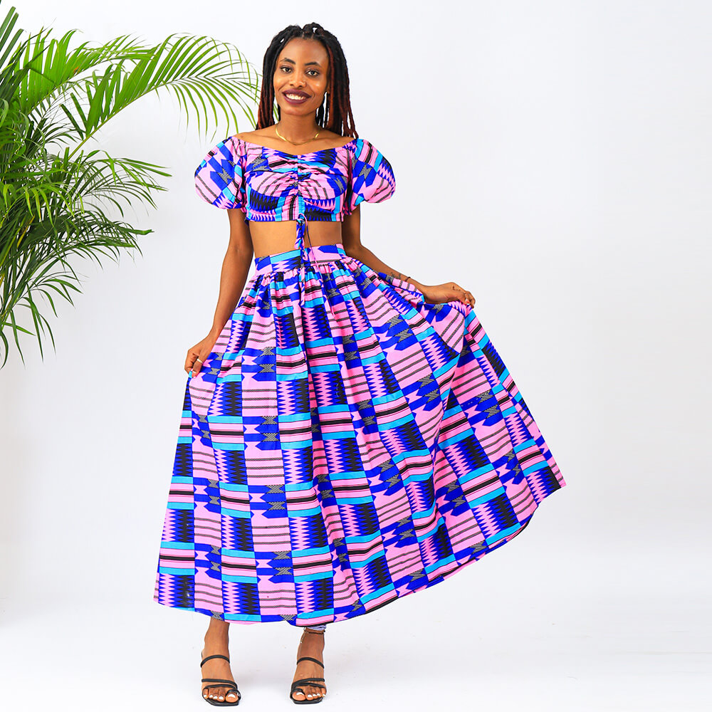 African Set Ankara Print Maxi Skirt Top