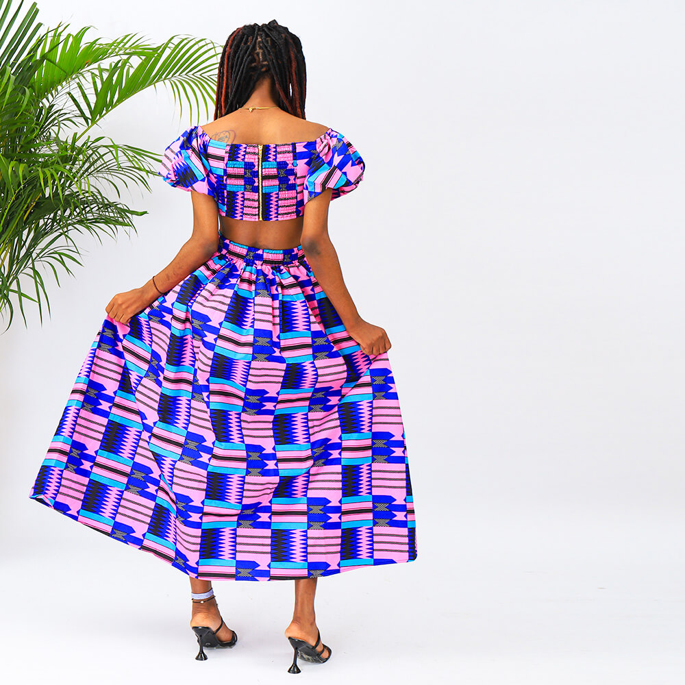 African Set Ankara Print Maxi Skirt Top