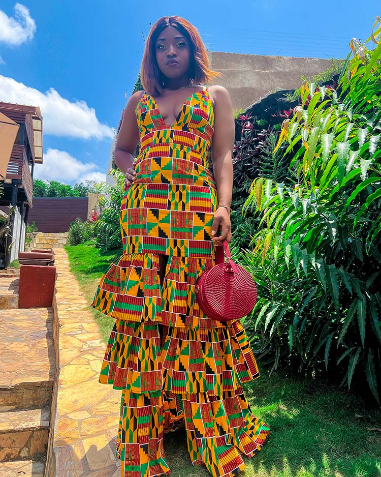 African Kente Layered Maxi Dresses