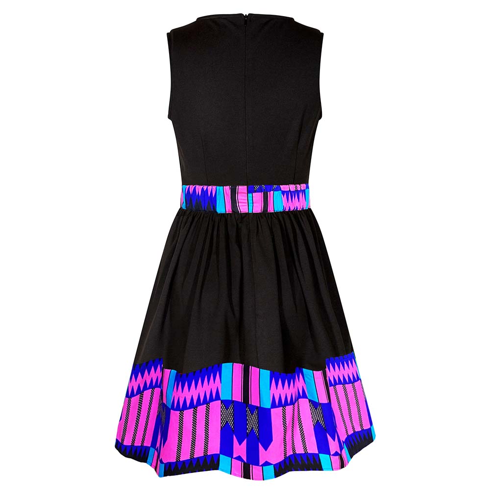 African Sleeveless Kente Print Dress Plus Size