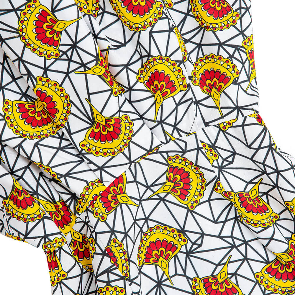 African White Ankara Print Dress S-4XL