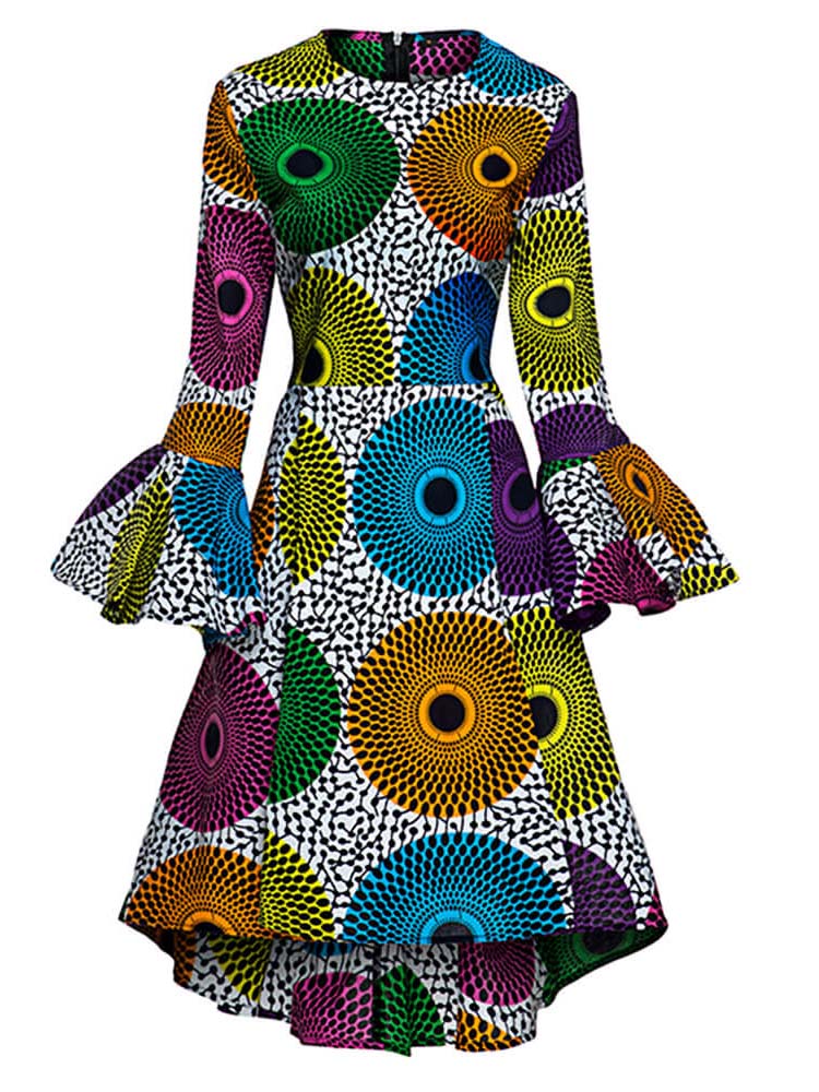 Women's African Print Long Sleeve Dress