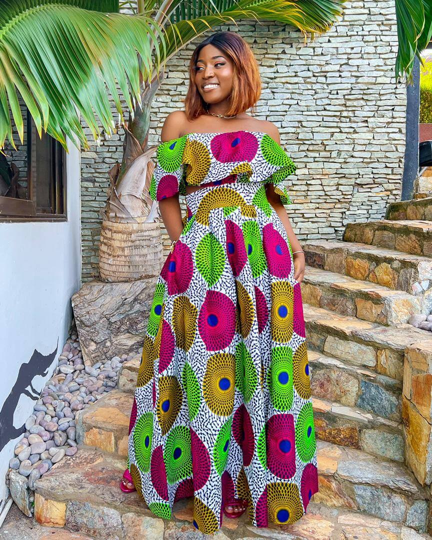 African Print Skirts Ankara Off Shoulder Set 2 Piece
