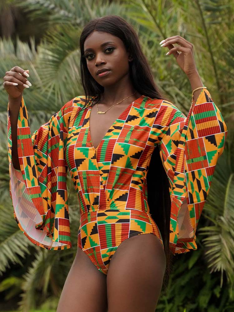 African Long Sleeve Swimwear Sexy Monokini