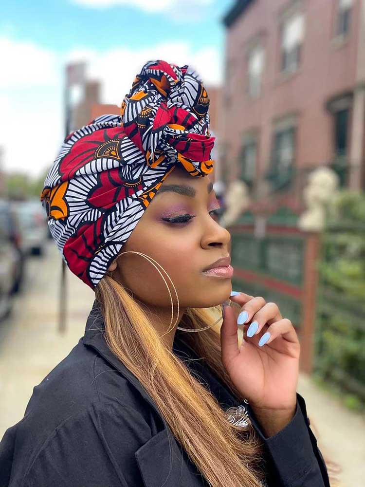 African Wax Headwrap Print Turban For Women