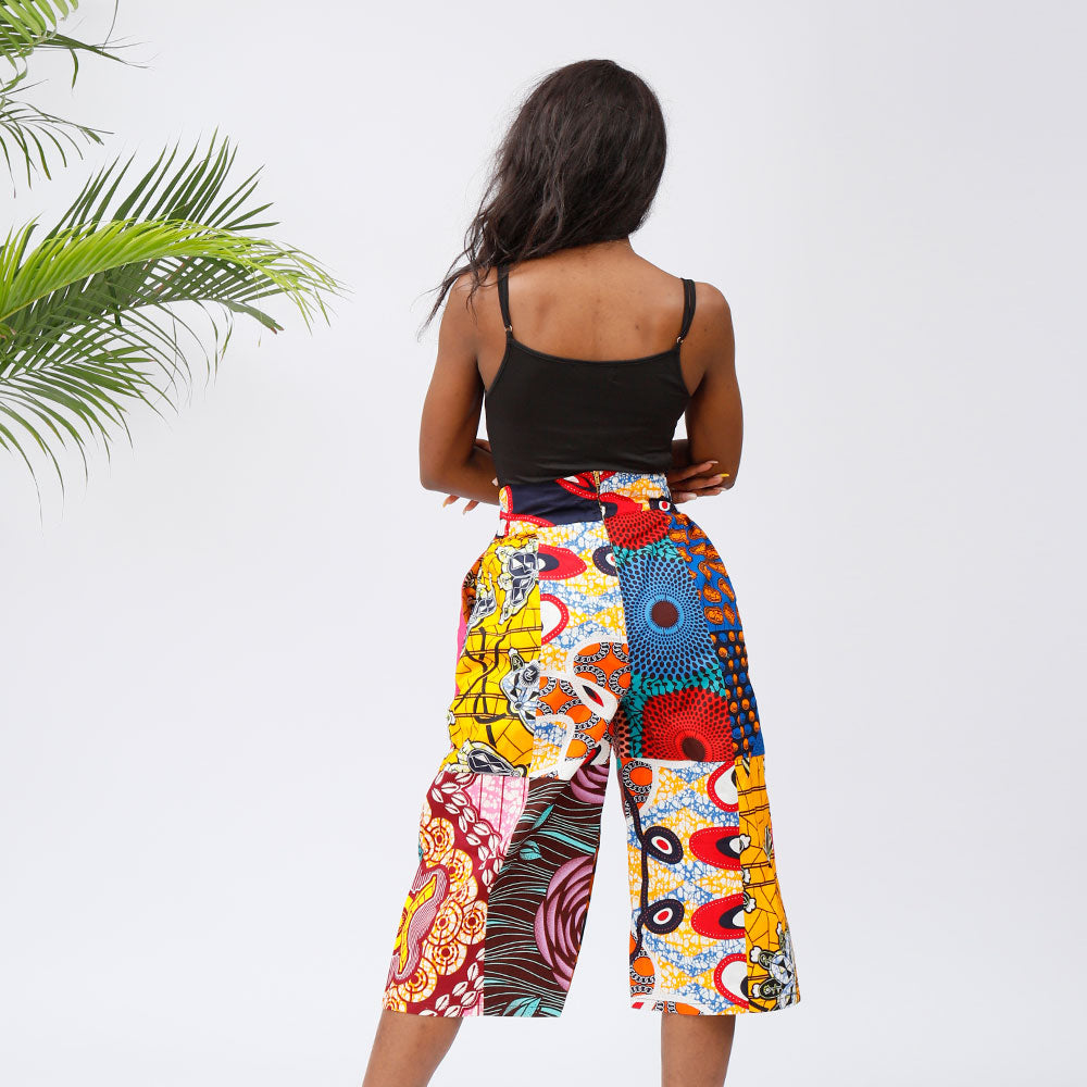 African Pant Fashion Ankara Print Wide Leg Shorts