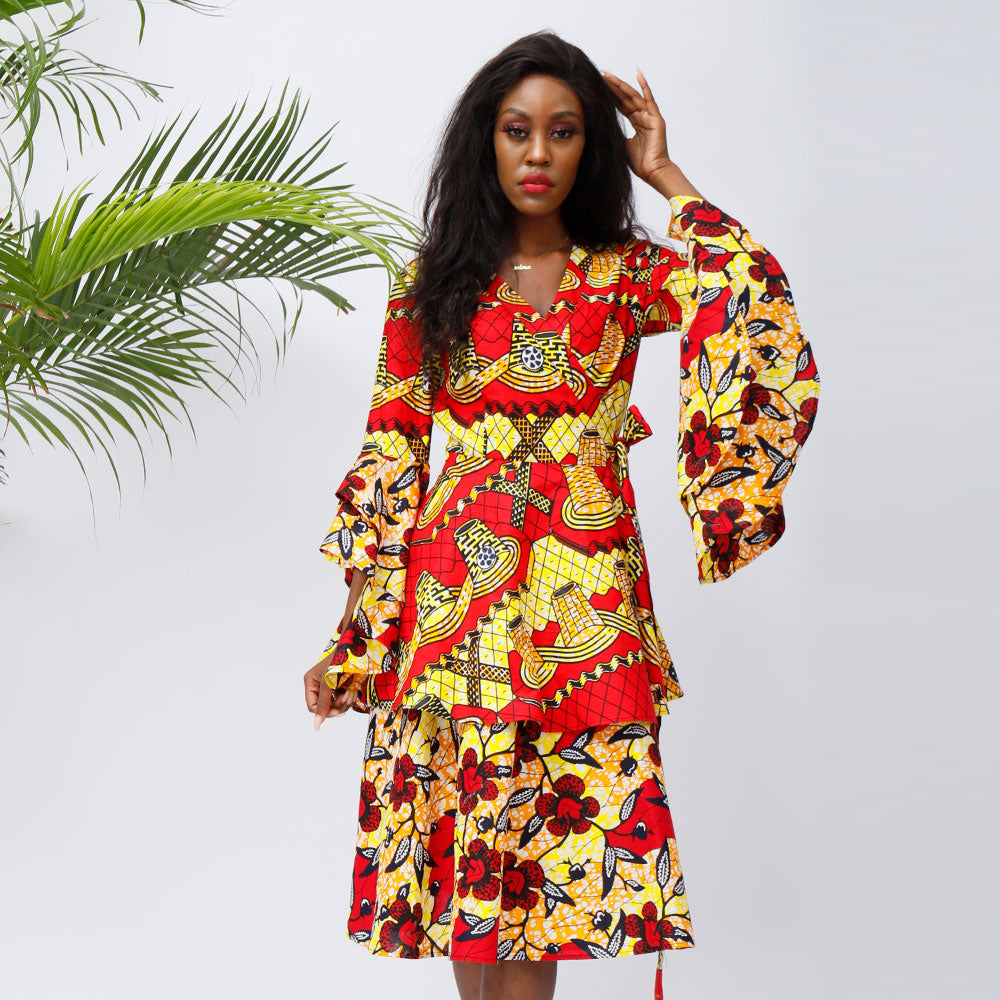 Women's Ankara Dresses African Floral Print Dress - SHENBOLEN